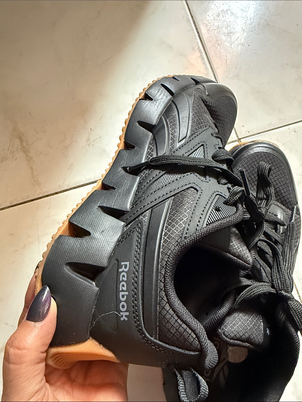 Reebok Men’s Black and Gum Rubber Sole Sneakers